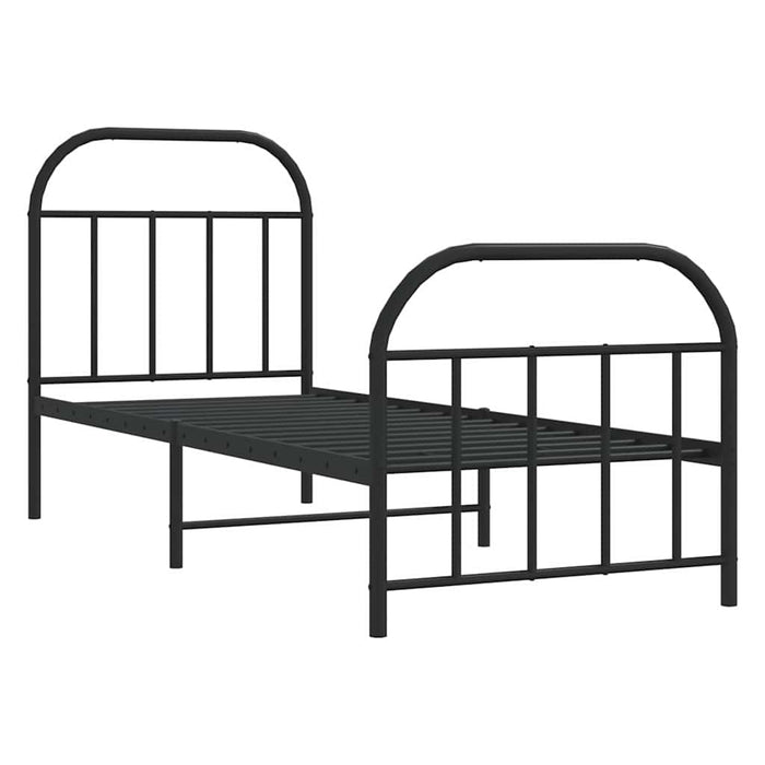 Cadru pat metalic cu tăblii de cap/picioare, negru, 75x190 cm WALTI