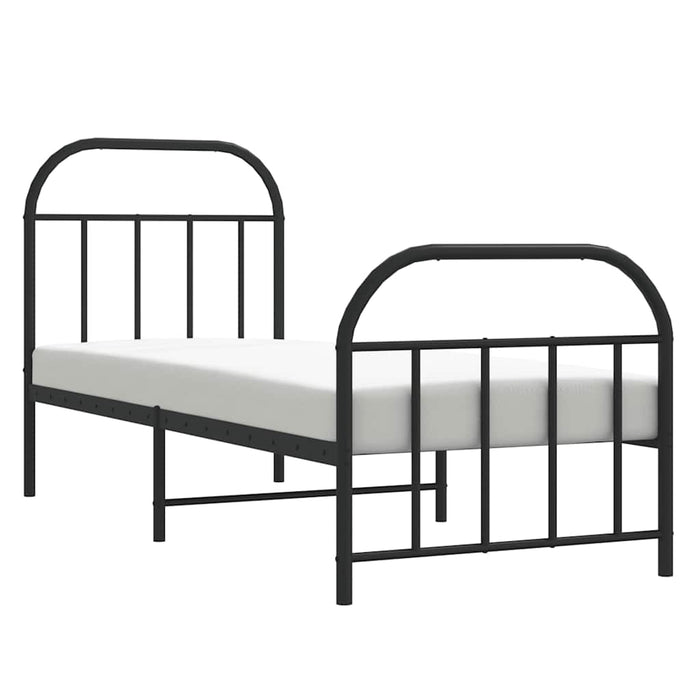 Cadru pat metalic cu tăblii de cap/picioare, negru, 75x190 cm WALTI