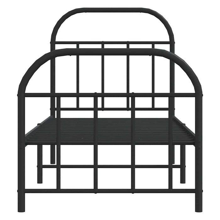 Cadru pat metalic cu tăblii de cap/picioare, negru, 75x190 cm WALTI