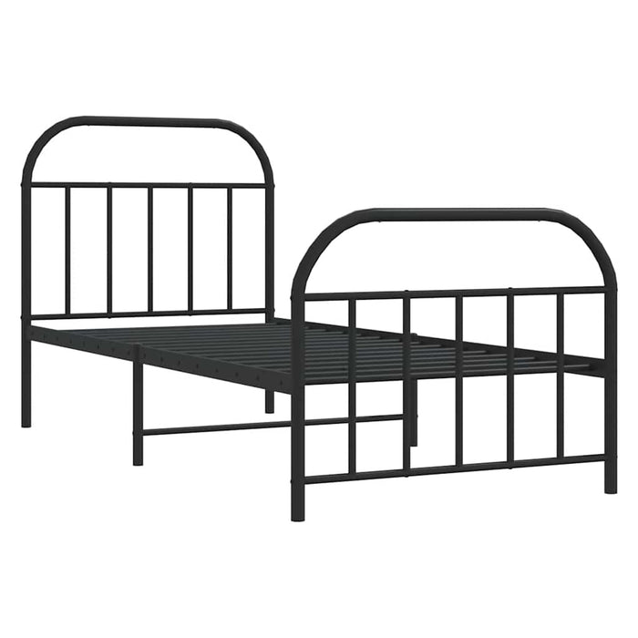 Cadru pat metalic cu tăblii de cap/picioare, negru, 90x190 cm WALTI