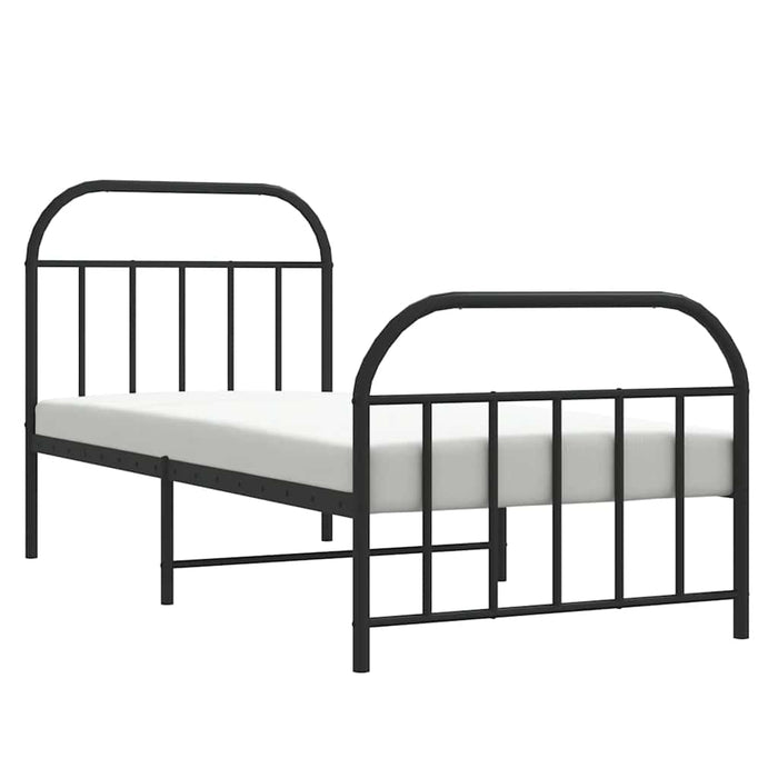 Cadru pat metalic cu tăblii de cap/picioare, negru, 90x190 cm WALTI