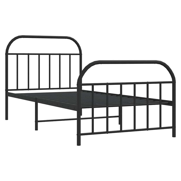Cadru pat metalic cu tăblii de cap/picioare, negru, 100x190 cm WALTI