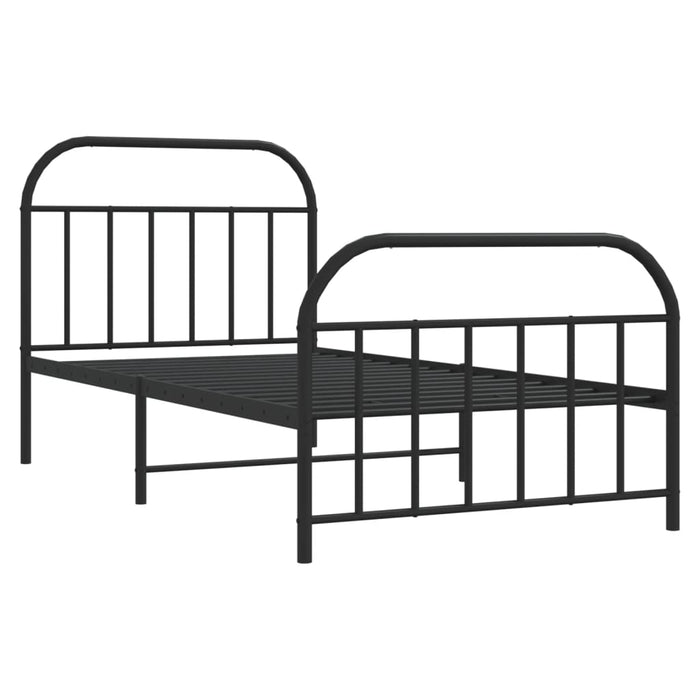 Cadru pat metalic cu tăblii de cap/picioare, negru, 107x203 cm WALTI