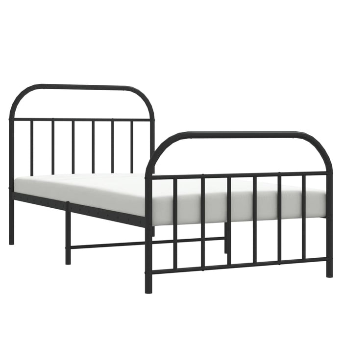 Cadru pat metalic cu tăblii de cap/picioare, negru, 107x203 cm WALTI