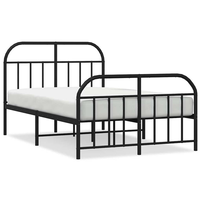 Cadru pat metalic cu tăblie de cap/picioare, negru, 120x190 cm WALTI
