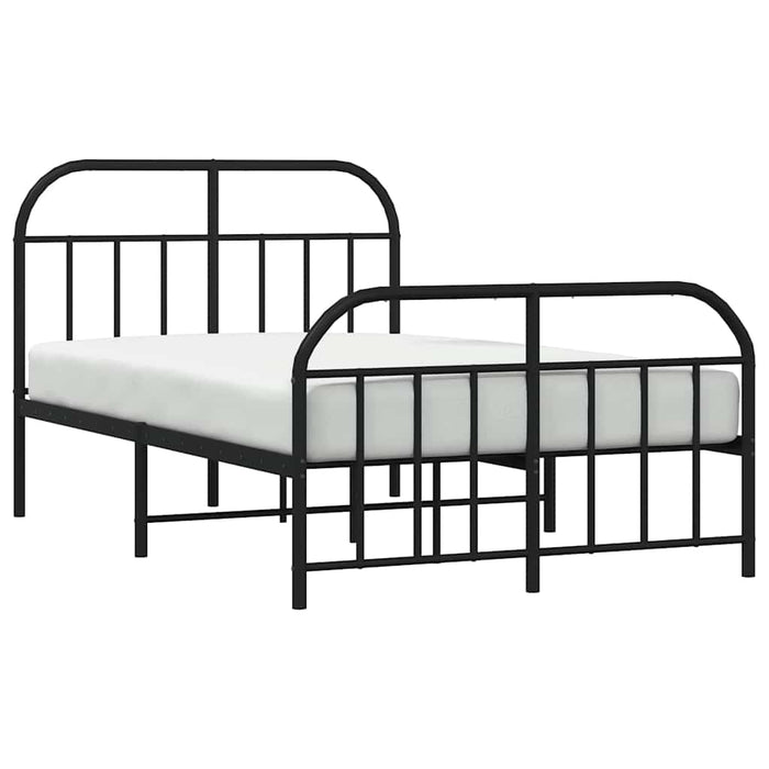 Cadru pat metalic cu tăblie de cap/picioare, negru, 120x190 cm WALTI