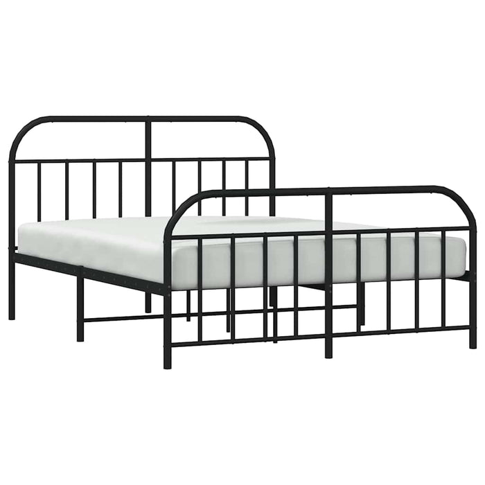 Cadru pat metalic cu tăblie de cap/picioare, negru, 135x190 cm - WALTI WALTI