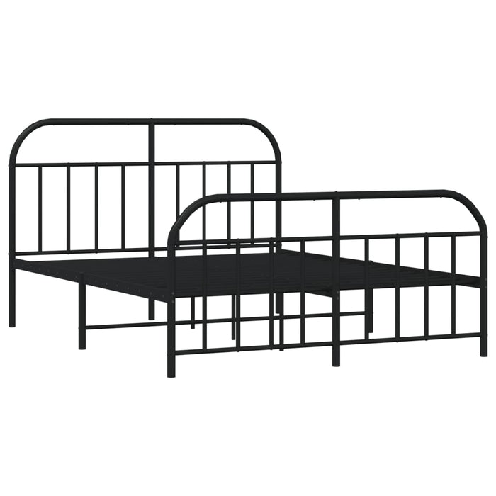 Cadru pat metalic cu tăblie de cap/picioare, negru, 140x190 cm - WALTI WALTI