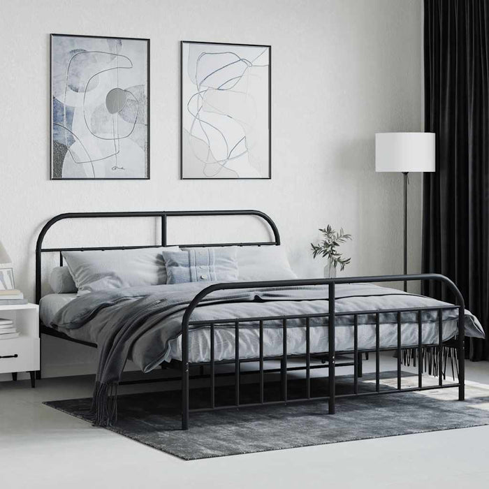 Cadru pat fără saltea, cu tăblie picioare negru 160x200cm metal WALTI