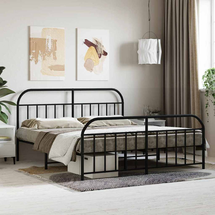 Cadru pat fără saltea, tăblie de picioare negru 180x200cm metal WALTI