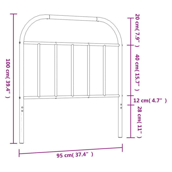 Tăblie de pat de schimb metalică, negru, 90 cm WALTI