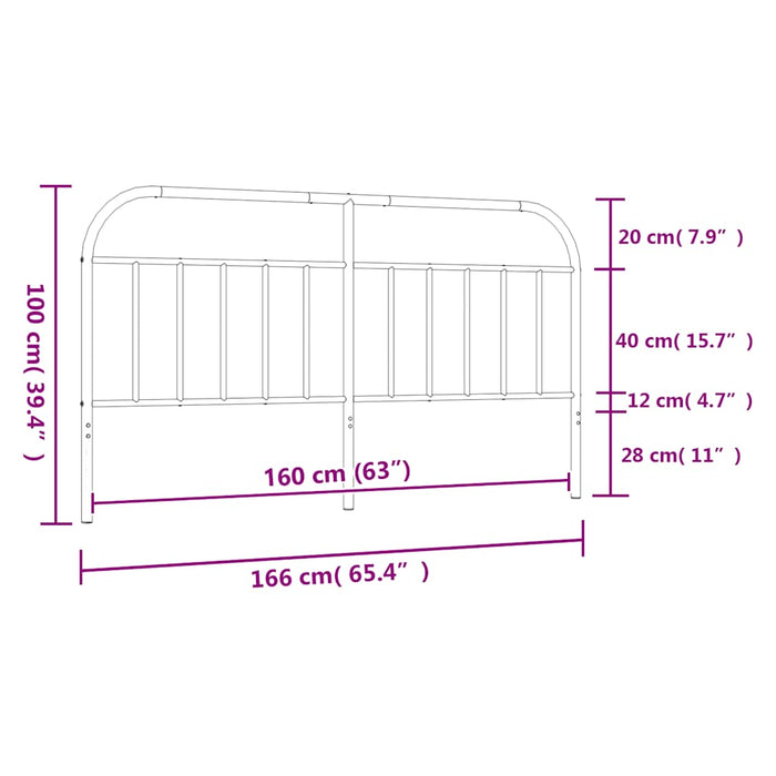 Tăblie de pat de schimb metalică, negru, 160 cm WALTI