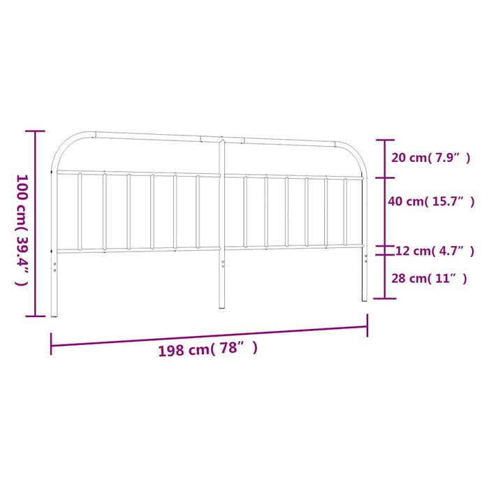 Tăblie de pat de schimb metalică, negru, 193 cm WALTI