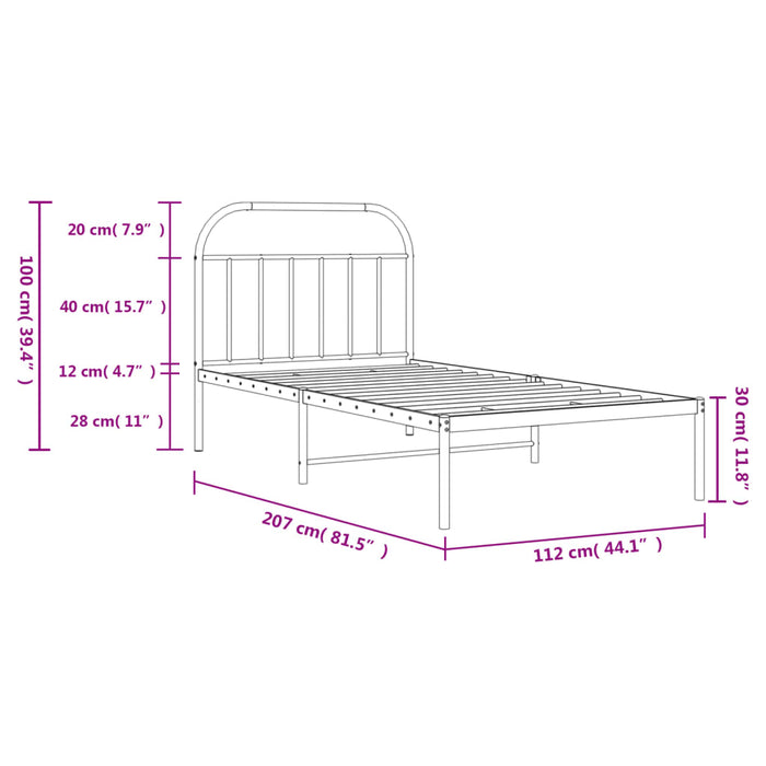 Cadru de pat din metal cu tăblie, alb, 107x203 cm WALTI