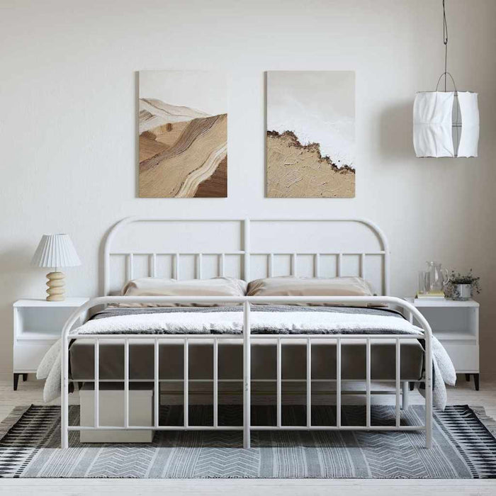 Cadru de pat metalic cu tăblie de cap/picioare, alb, 183x213 cm - WALTI WALTI