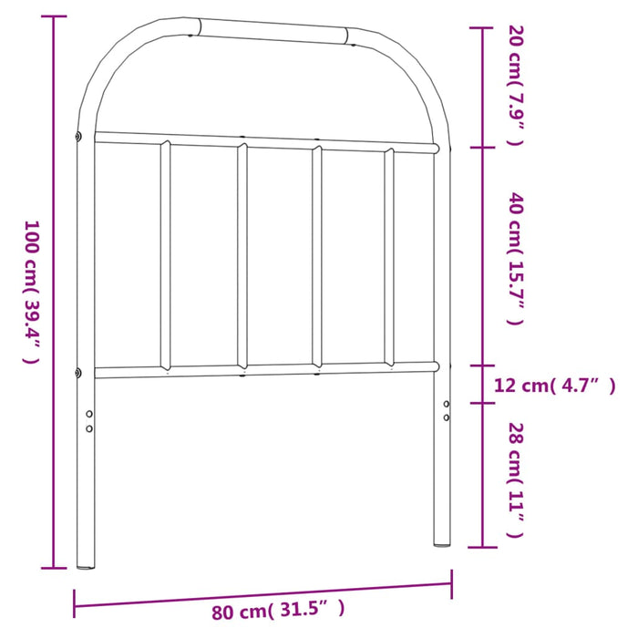 Tăblie de pat de schimb metalică, alb, 75 cm WALTI