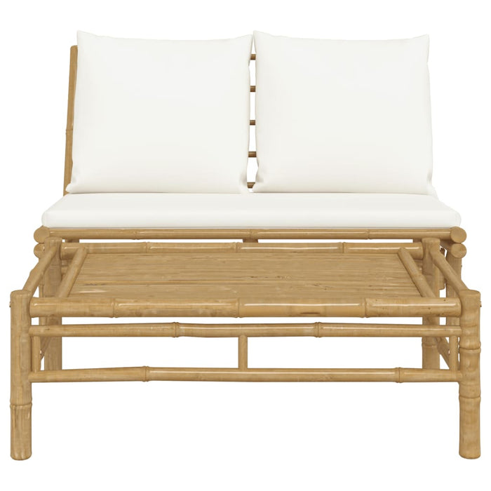 Set mobilier de grădină cu perne alb crem, 2 piese, bambus - WALTI WALTI