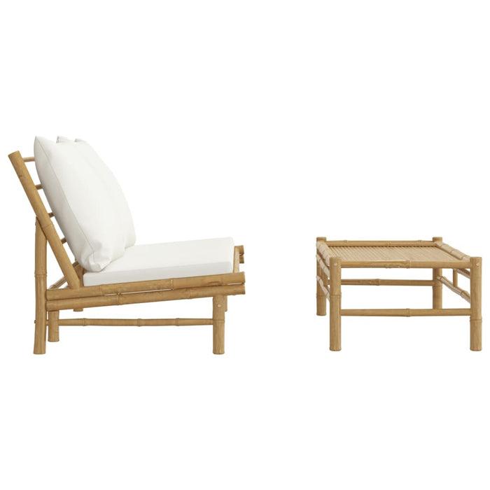 Set mobilier de grădină cu perne alb crem, 2 piese, bambus - WALTI WALTI