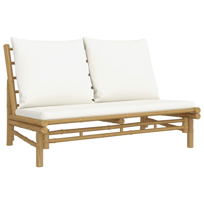Set mobilier de grădină cu perne alb crem, 2 piese, bambus - WALTI WALTI