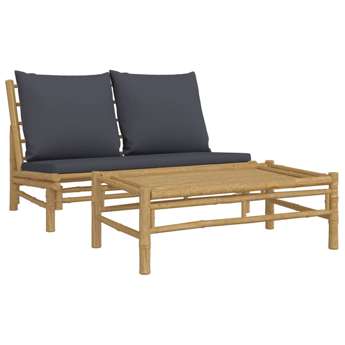 Set mobilier de grădină cu perne gri închis, 2 piese, bambus - WALTI WALTI