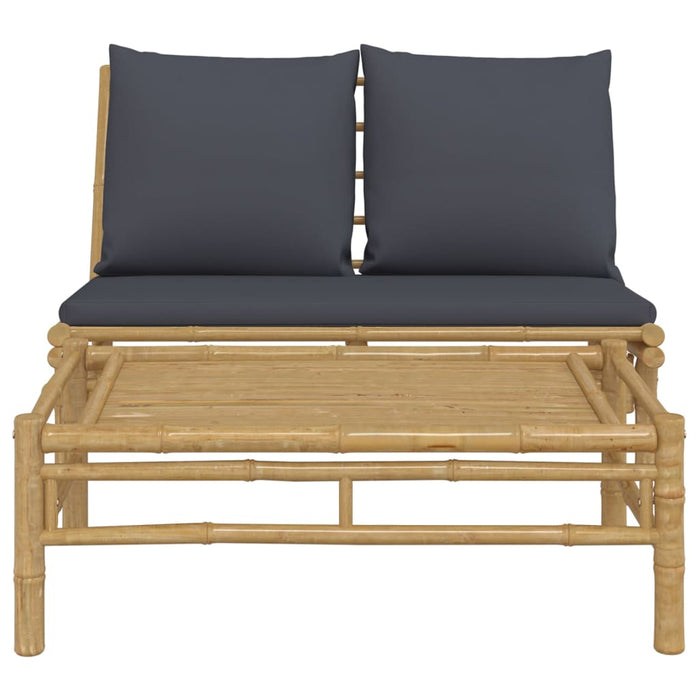 Set mobilier de grădină cu perne gri închis, 2 piese, bambus - WALTI WALTI