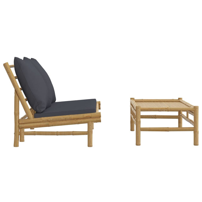 Set mobilier de grădină cu perne gri închis, 2 piese, bambus - WALTI WALTI