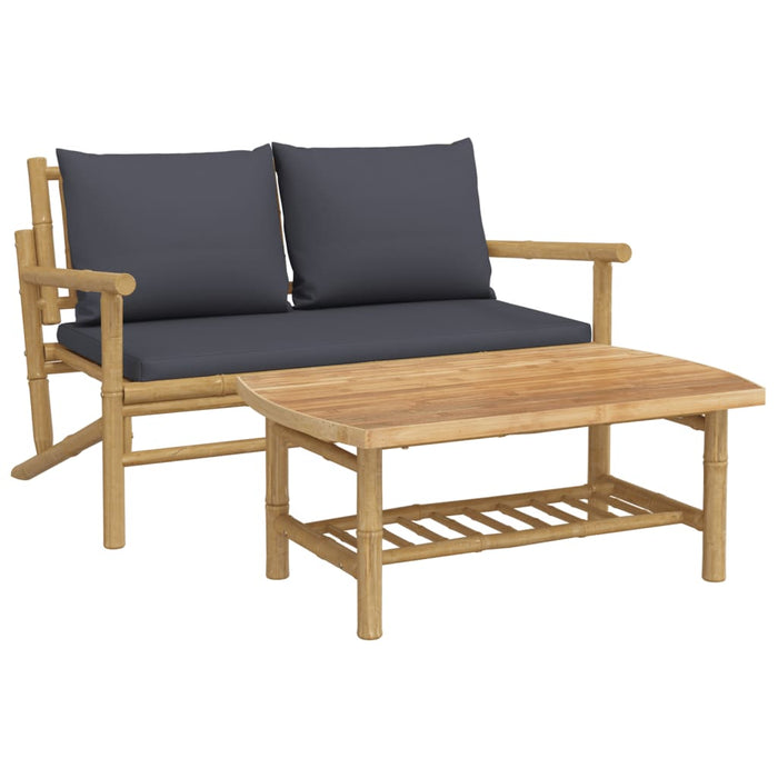 Set mobilier de grădină cu perne gri închis, 2 piese, bambus - WALTI WALTI