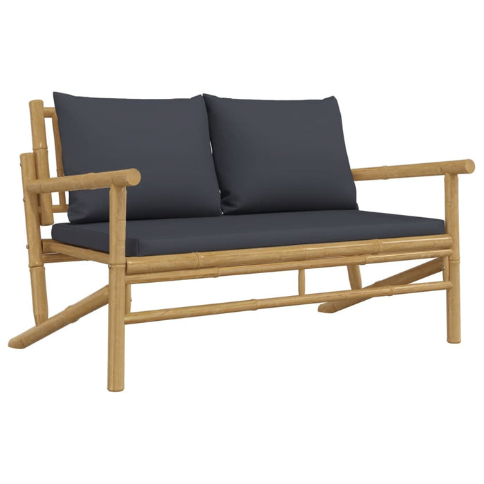 Set mobilier de grădină cu perne gri închis, 2 piese, bambus - WALTI WALTI