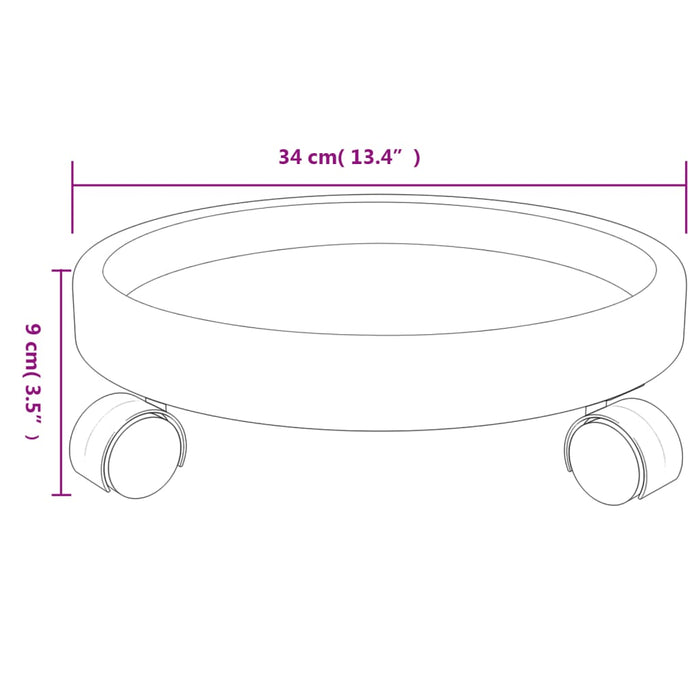 Cărucioare pentru plante cu roți 2 buc. gri diametru 34cm 35kg - WALTI WALTI