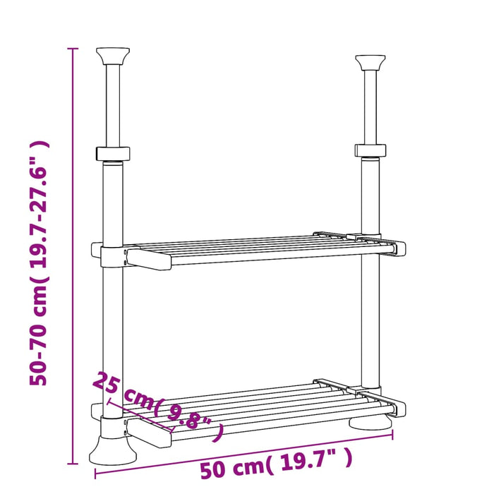 Raft de bucătărie 50x25x(50-70) cm, aluminiu WALTI