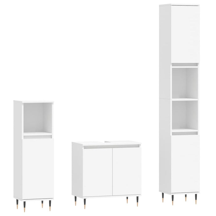 Set dulapuri de baie, 3 piese, alb, lemn prelucrat WALTI