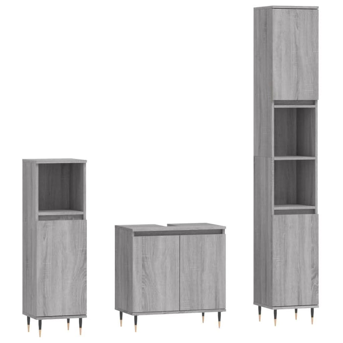 Set dulapuri de baie, 3 piese, gri sonoma, lemn prelucrat - WALTI WALTI