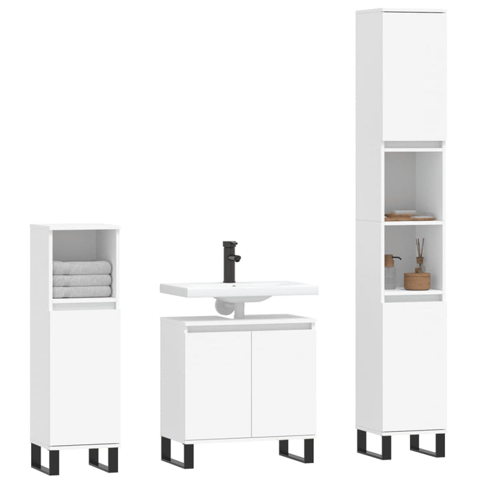 Set dulapuri de baie, 3 piese, alb, lemn prelucrat WALTI