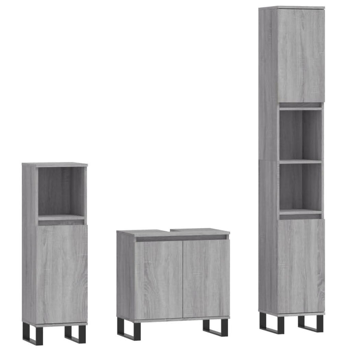 Set dulapuri de baie, 3 piese, gri sonoma, lemn prelucrat - WALTI WALTI