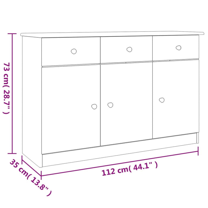 Dulap ALTA, 112x35x73 cm, lemn masiv de pin - WALTI WALTI
