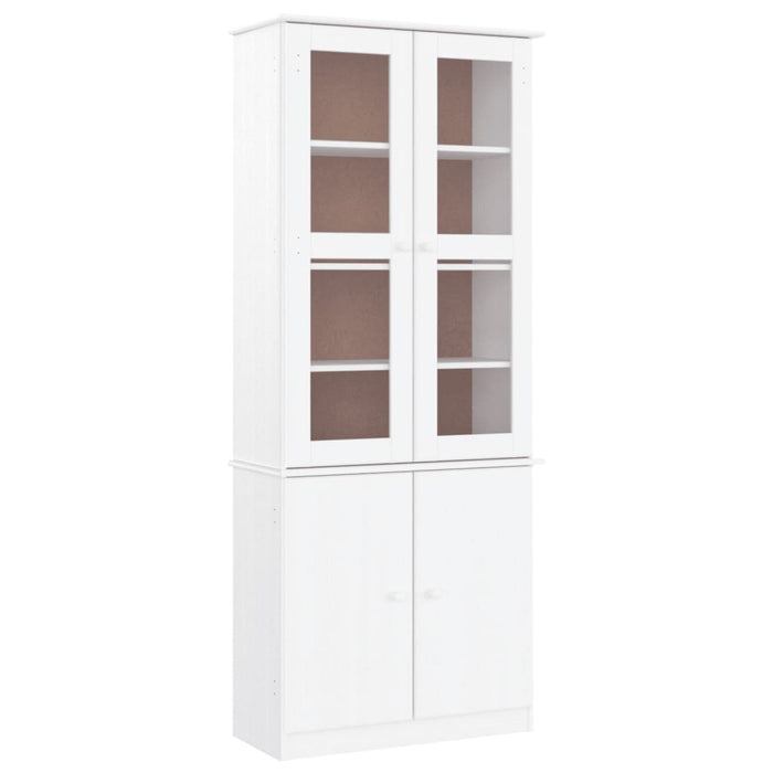 Vitrină din sticlă „ALTA”, alb, 77x35x186,5 cm, lemn masiv pin - WALTI WALTI