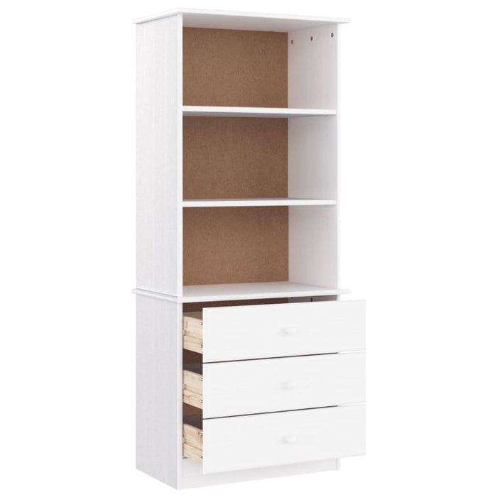 Bibliotecă cu sertare „ALTA”, alb, 60x35x142 cm, lemn masiv pin - WALTI WALTI
