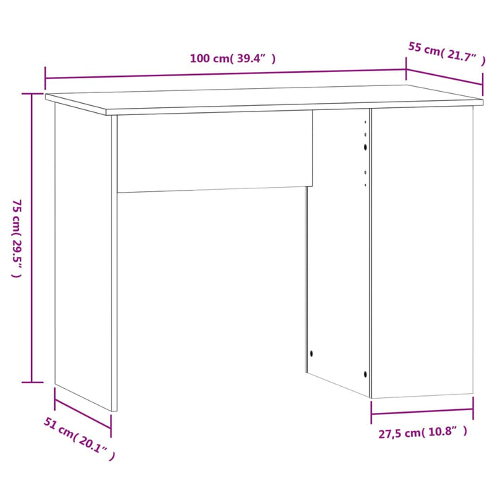 Birou, stejar afumat, 100x55x75 cm, lemn prelucrat - WALTI WALTI