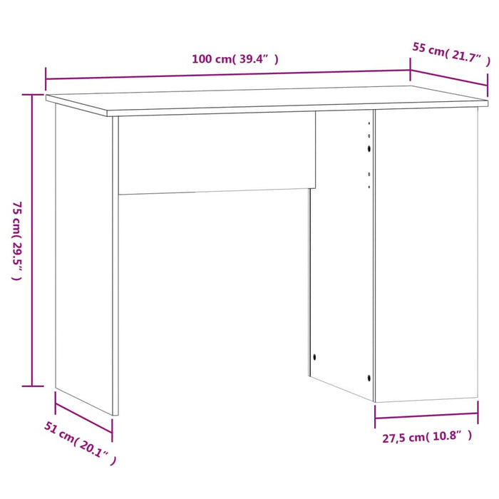 Birou, gri sonoma, 100x55x75 cm, lemn prelucrat - WALTI WALTI