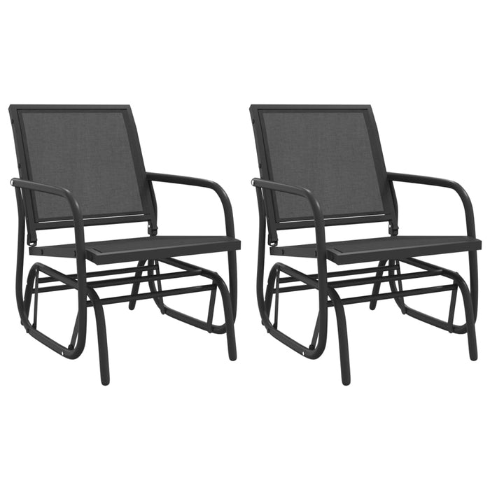Set mobilier grădină planor, 3 piese, negru, textilenă și oțel - WALTI WALTI