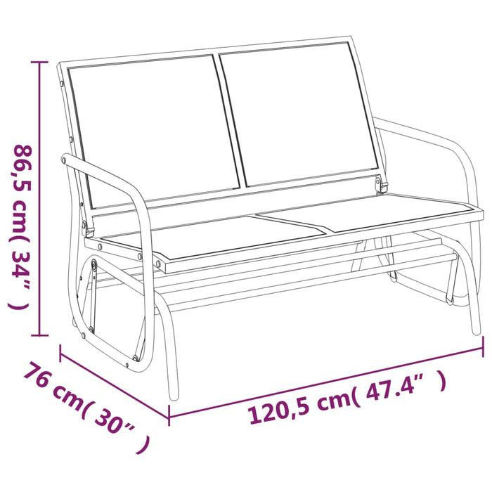 Set mobilier grădină planor, 3 piese, negru, textilenă și oțel - WALTI WALTI