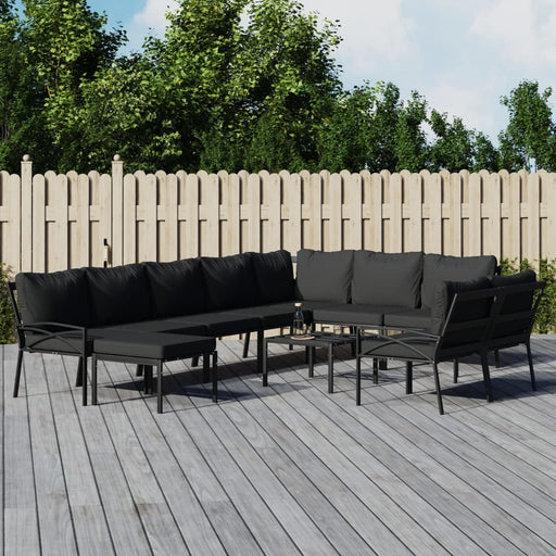 Set mobilier de grădină cu perne gri, 11 piese, oțel - WALTI WALTI
