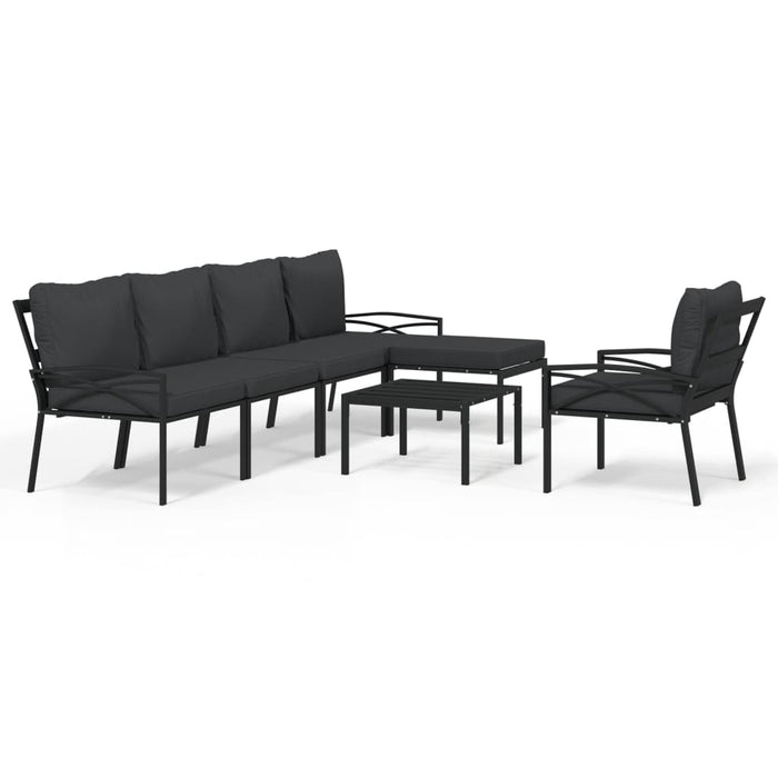 Set mobilier grădină cu perne gri, 7 piese, oțel WALTI