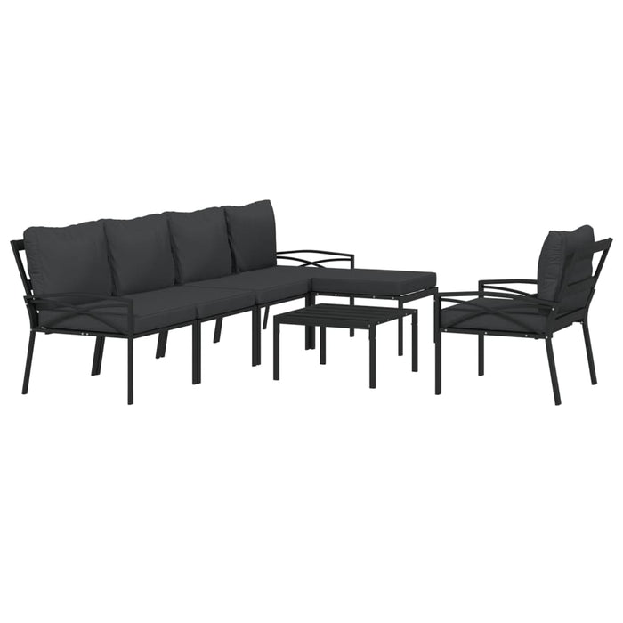 Set mobilier grădină cu perne gri, 7 piese, oțel WALTI