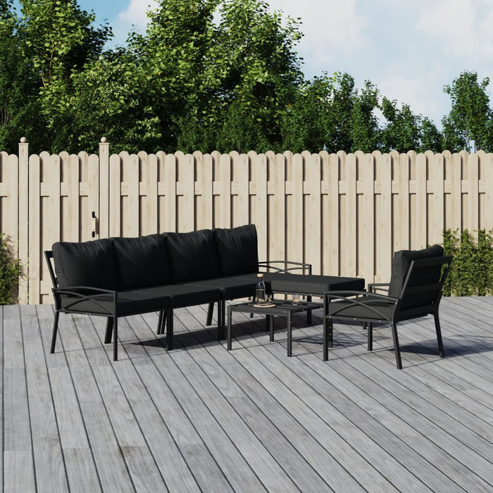 Set mobilier grădină cu perne gri, 7 piese, oțel WALTI
