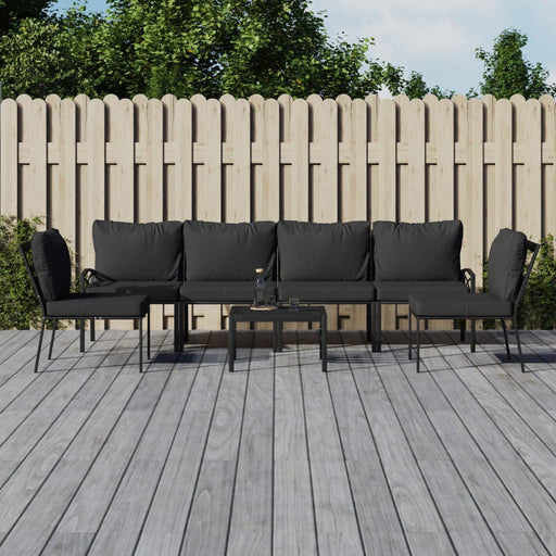 Set mobilier grădină cu perne gri, 7 piese, oțel - WALTI WALTI