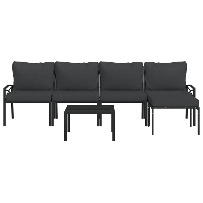 Set mobilier de grădină cu perne gri, 6 piese, oțel - WALTI WALTI