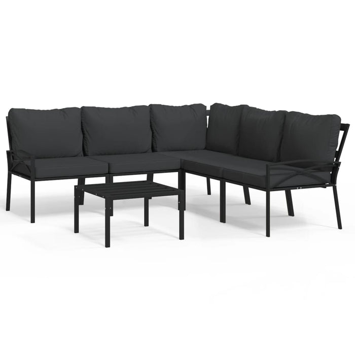 Set mobilier de grădină cu perne gri, 6 piese, oțel WALTI