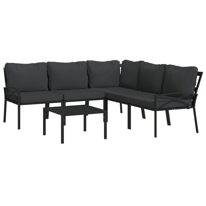 Set mobilier de grădină cu perne gri, 6 piese, oțel WALTI