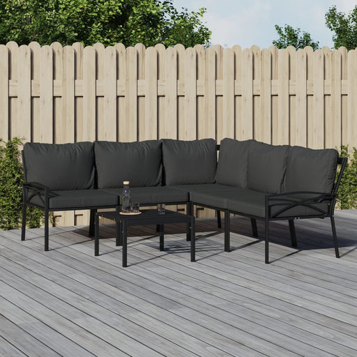 Set mobilier de grădină cu perne gri, 6 piese, oțel - WALTI WALTI